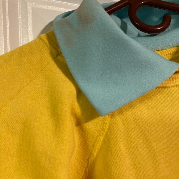 Vintage Retro Mid Sleeve Sweatshirt Top (Yellow and Blue): Medium - Picture 2 of 4
